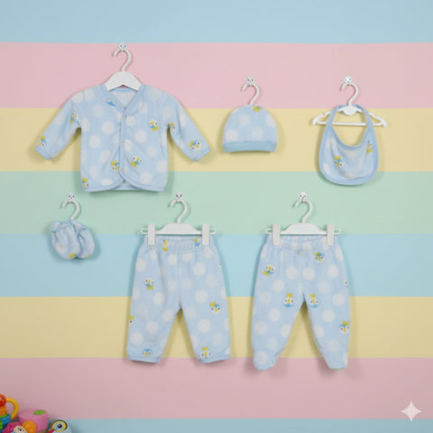 Six pieces Baby Suit For Winter blue penguin