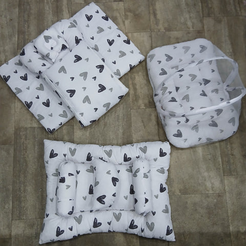 8 pieces Bedding set  white black grey hearts  Vol-10-9