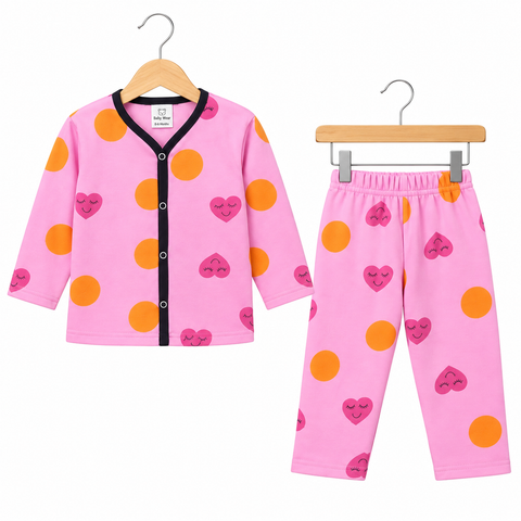 Winter Night Suit Pink Hearts