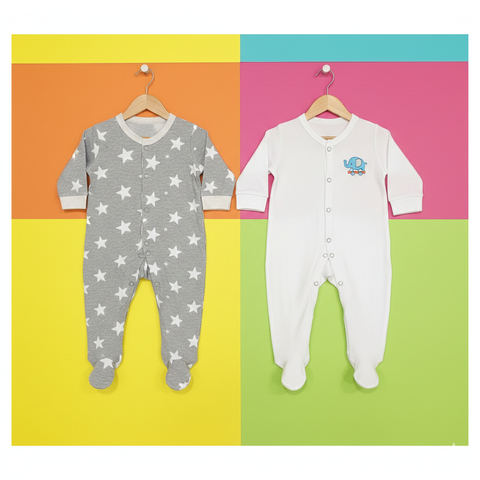 Pack Of 2 Sleep Suit white Grey