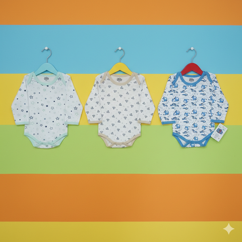 Pack Of 3  Body Suit helicopter stars
