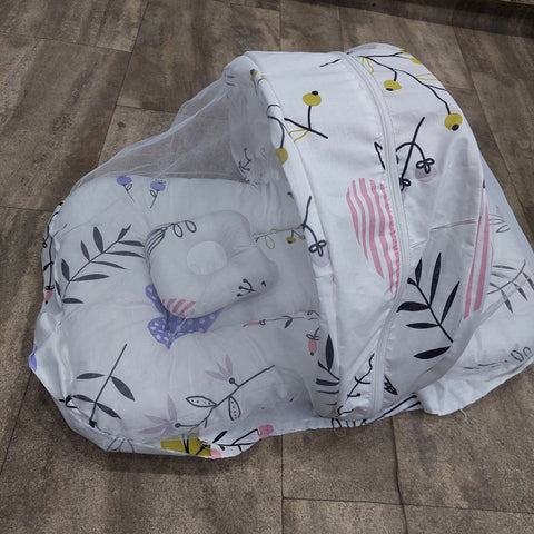 Mosquito Net white multi colour leaf