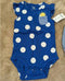 Imported baby body suit blue white circles