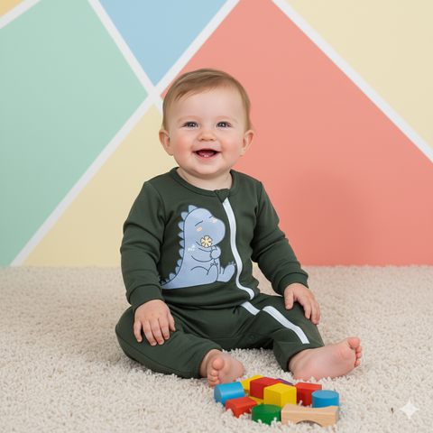 Baby Romper For Winter green dino 11-10