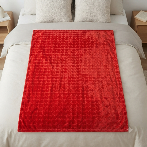 Imported Double Ply Blanket Hearts Overall Red