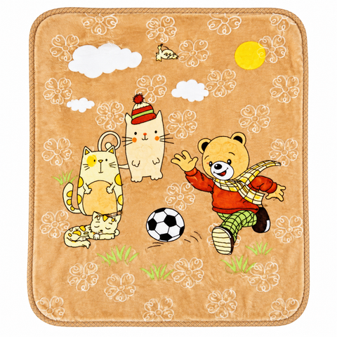 Imported Baby Blanket Double Ply Brown Bear FootBall