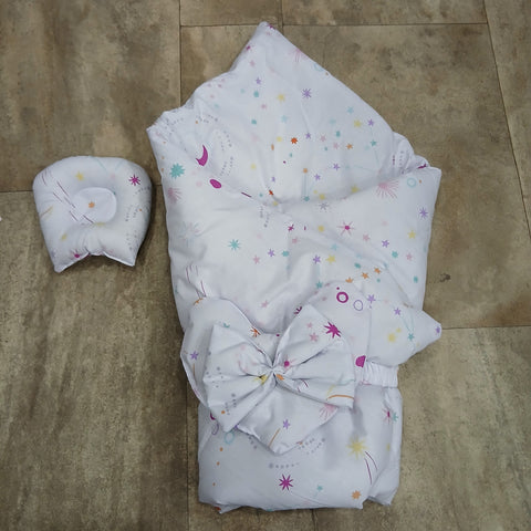 Bow Hearts Ribbon Carry Nest white multi planets