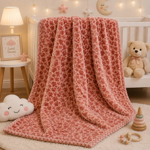 Imported Double Ply Blanket Hearts Overall Brown