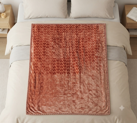 Imported Double Ply Blanket Hearts Overall Brown