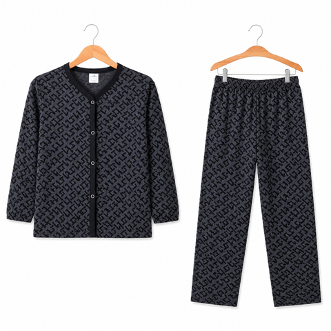 Winter Night Suit Black Grey Check