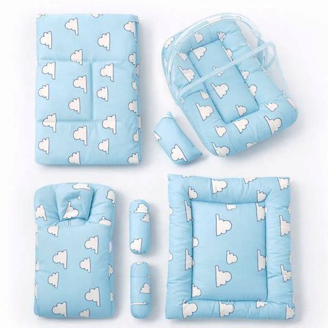 8 Pieces Baby Bedding sky blue clouds vol-2-1