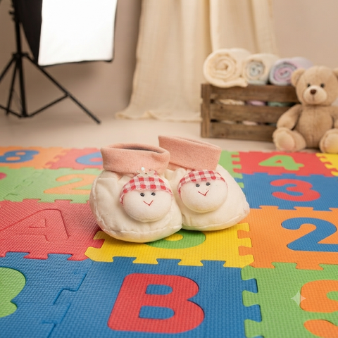 New born baby booties white doll