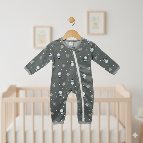 Baby Romper For Winter Grey Snow man