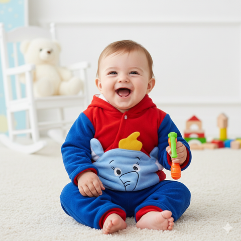 Boy Suits For Winters Blue Red Elephant