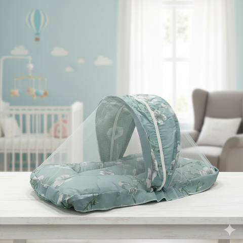 Mosquito Net sea green grey flower