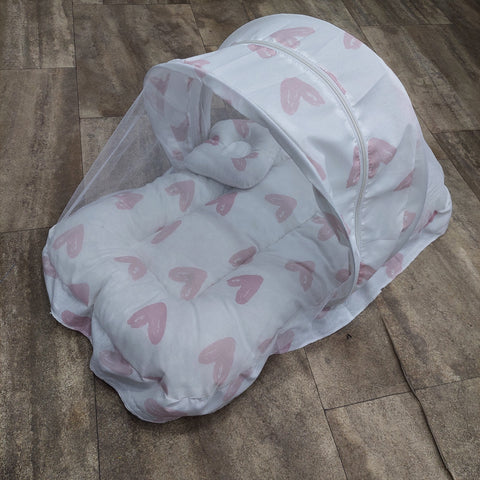 Mosquito Net white pink hearts