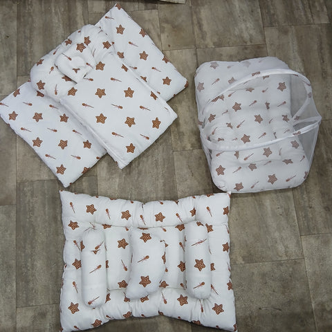 8 Pieces Baby Bedding set white golden stars Vol-29-8