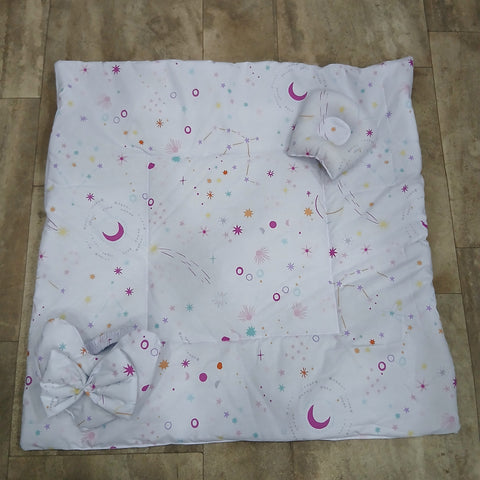 Bow Hearts Ribbon Carry Nest white multi planets