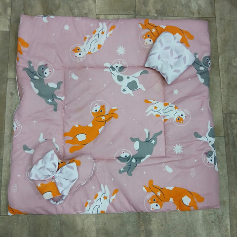 Bow Hearts Ribbon Carry Nest pink cat