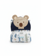 Hudson Blanket Shawl blue brown bear