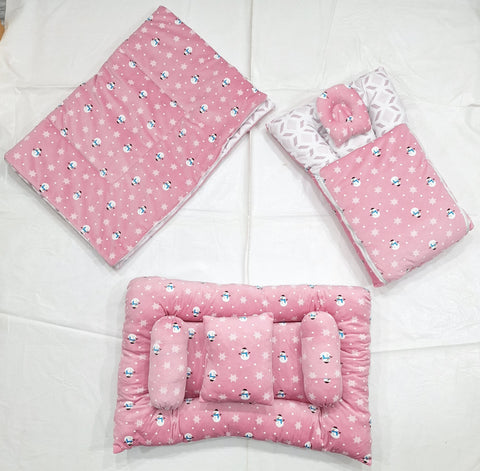 7 Pieces Baby Bedding Set Velvet pink snowman VOL-1-8
