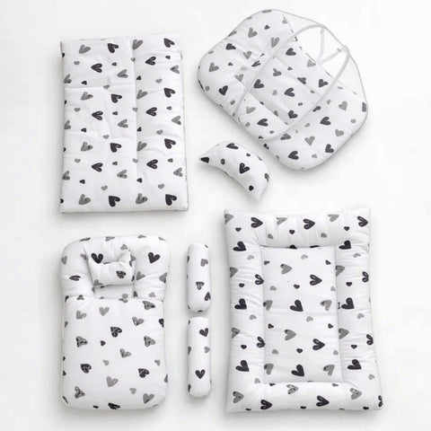 8 pieces Bedding set  white black grey hearts  Vol-10-9