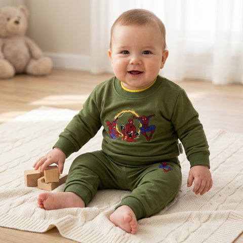 Warm Baby Track Suit Spiderman (3 to 12 months) Green