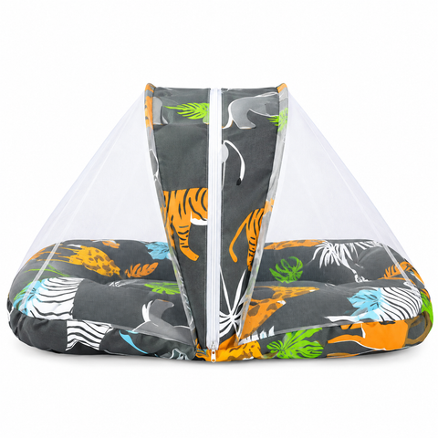 Mosquito Net Bed Grey Animals
