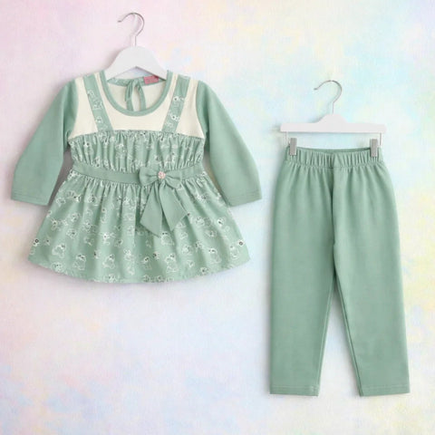 PD - 2 Pieces - Suit Set - Green - Hearts Leaves