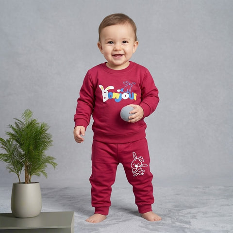 Warm Baby Track Suit Bonjour Red