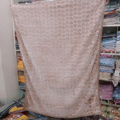 Imported Double Ply Blanket Hearts Overall Light Brown