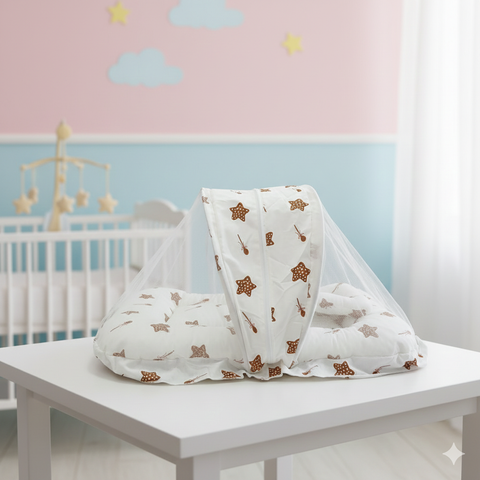 Mosquito Net white golden stars