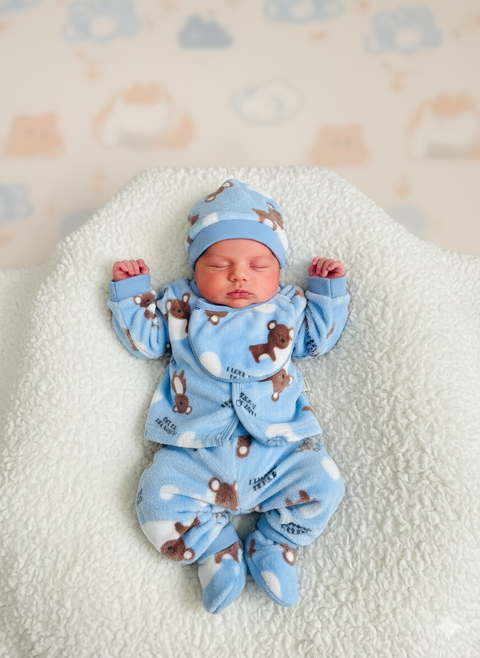 Six pieces Baby Suit For Winter blue bear