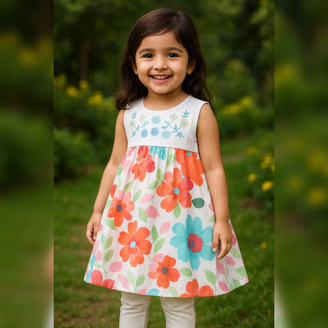 Street Six - Frock - White - Flowers