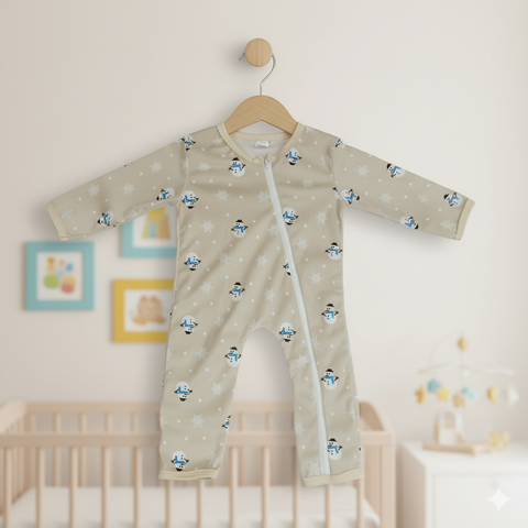 Baby Romper For Winter Brown Snow man