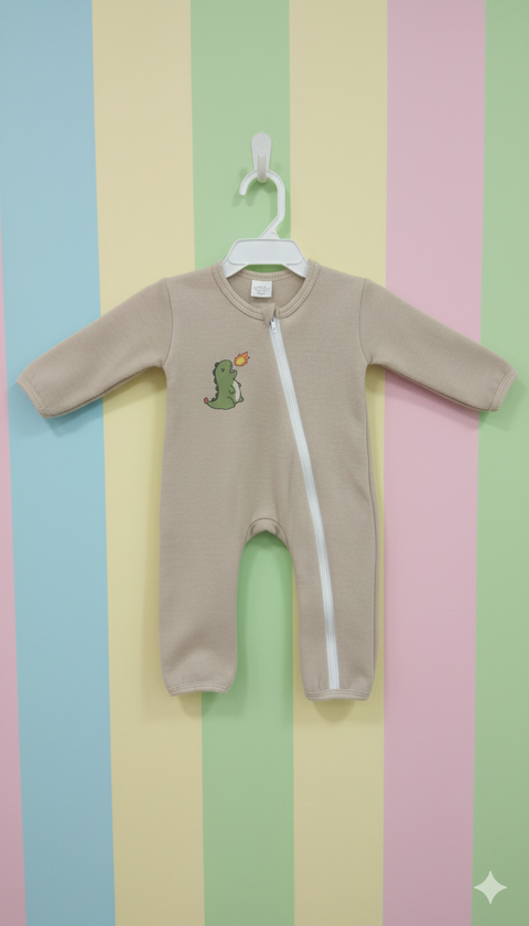 Baby Romper For Winter Brown dino 8-10