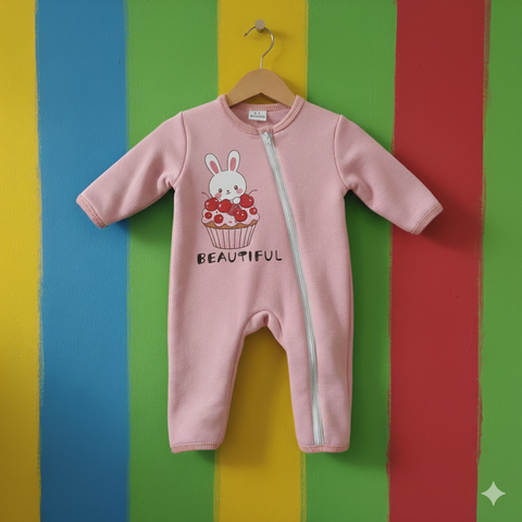 Baby Romper For Winter pink Rabbit Beautiful 12-11