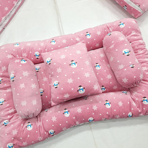 7 Pieces Baby Bedding Set Velvet pink snowman VOL-1-8