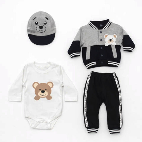 MW - 4 Pieces - Suit Set - Black - Small Bear