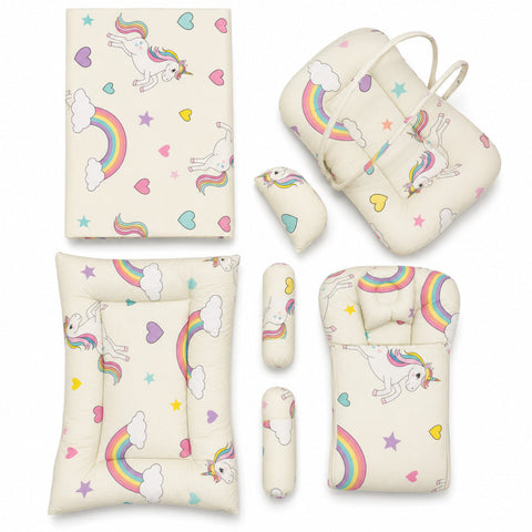 8 Pieces Baby Bedding White unicorn