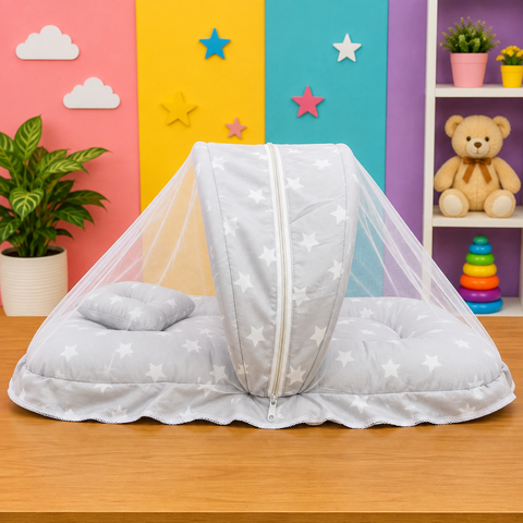 Mosquito Bed Net - Grey White Small Stars