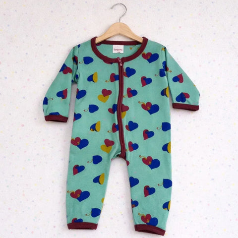 Baby Romper jersey green Hearts