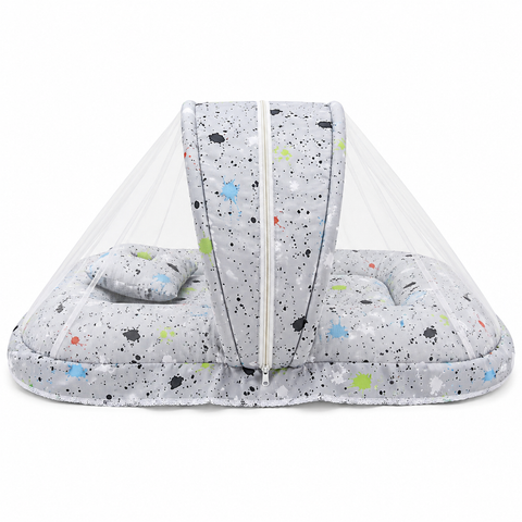 Mosquito Bed Net - Grey Paint Print