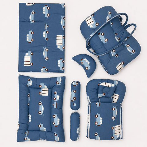 8 Pieces Baby Bedding Blue cars