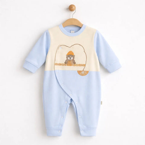 Everly Brooks - Cotton Interlock - Romper - Blue - Bear