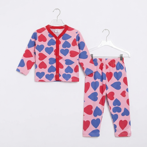 Winter Night Suit Purple Red Blue Hearts