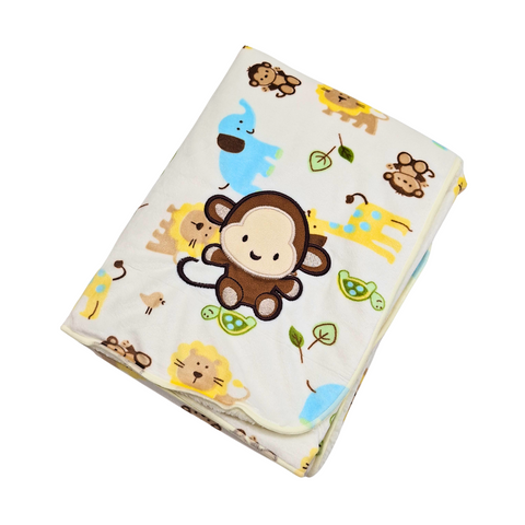 For Baby - Fur Blanket - White - Jungle Kingdom