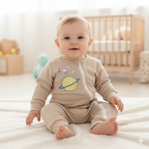 Baby Romper For Winter Brown space 8-10