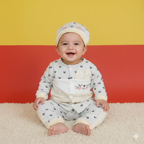 3 Pieces Baby Suits For Summer cat heart's