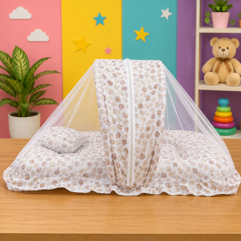 Mosquito Bed Net - Brown Circles